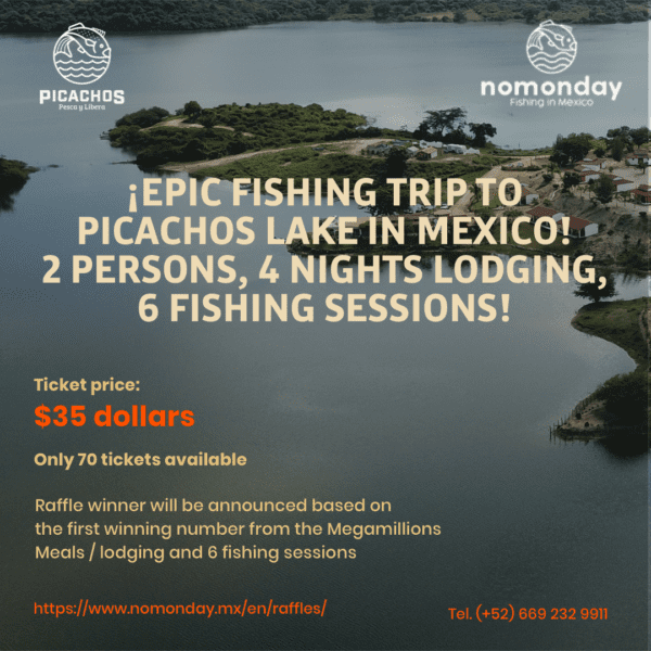 🎟️ Raffle! Weekend bass fishing trip to-picachos lake! 2 people, 2 nights, three fishing sessions! Only 70 tickets available🎣