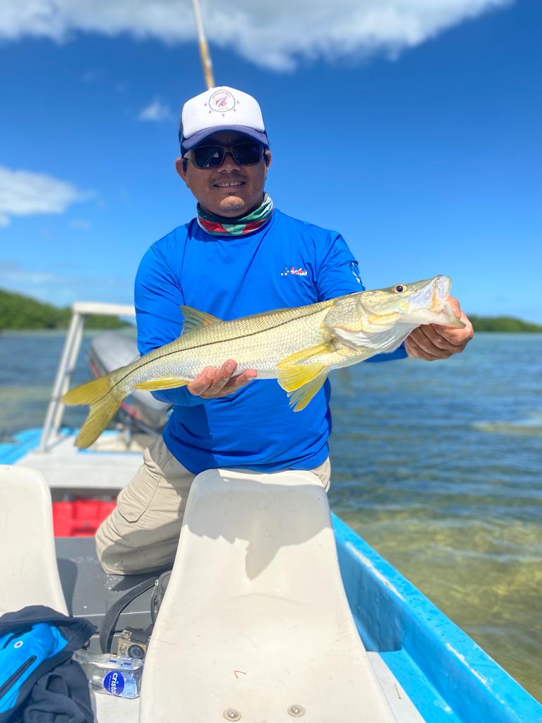 Fly fishing Black Snook catch at Cancun Quintana Roo
