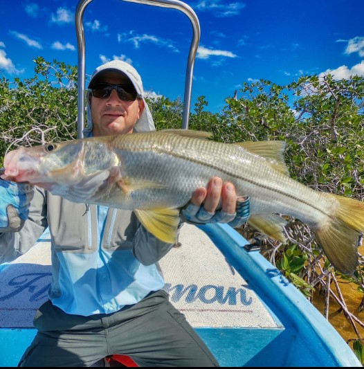 Happy Angler with Black Snook at Ascencion Bay Quintana Roo