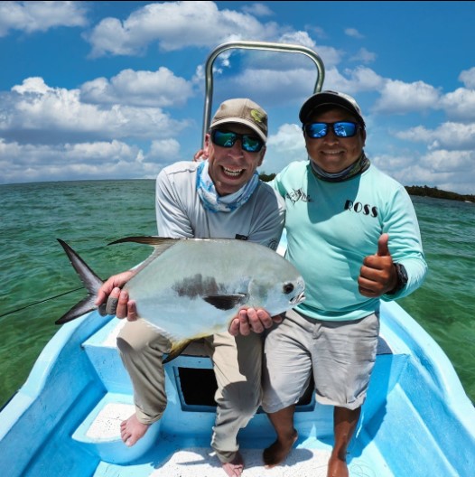 Happy anglers with permit at Ascension Bay Quintana Roo