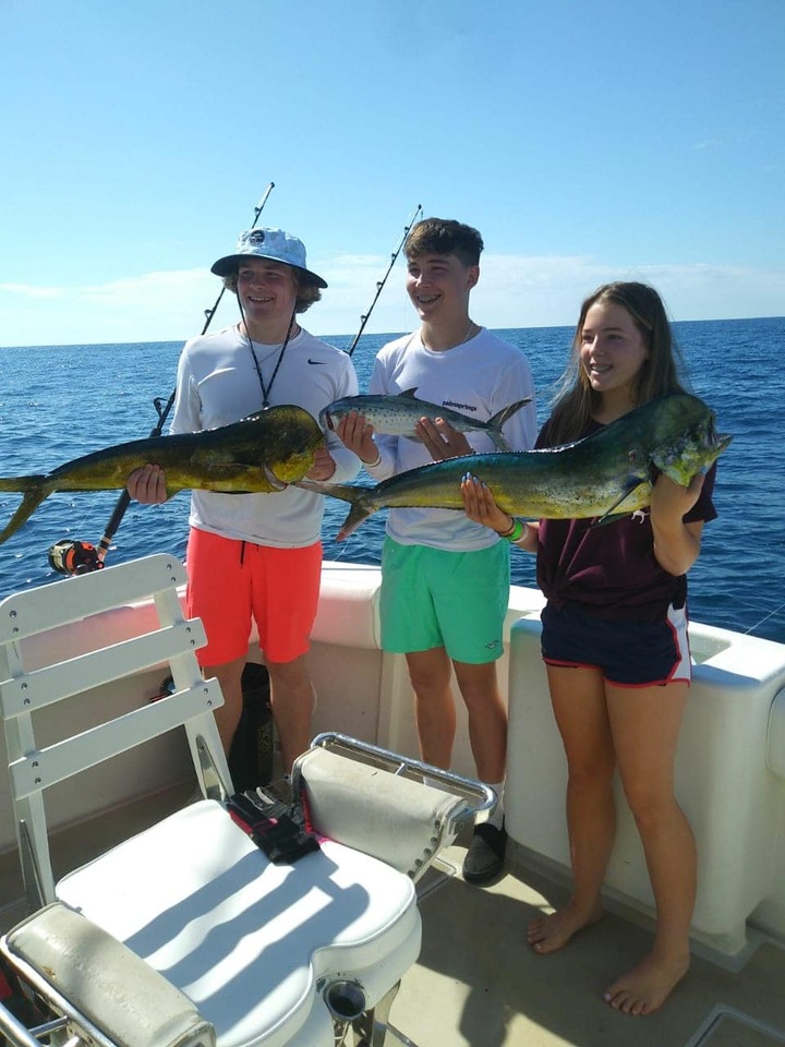 young aglers with triple catc at los cabos san lucas