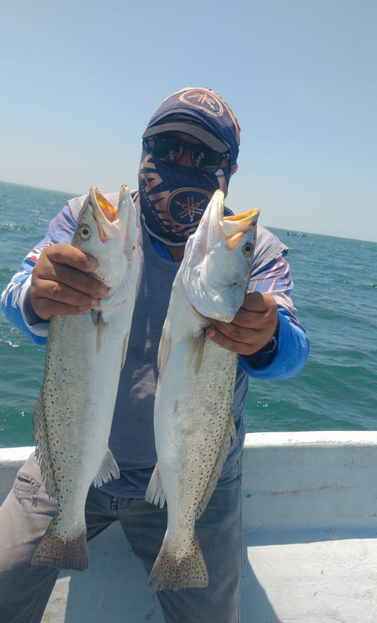 02 Double Speckled trout catch - celestun yucatan mexico