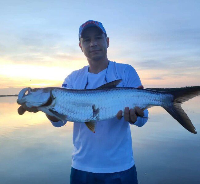 Hermosa captura de un sábalo juvenil en San felipe y Rio Lagartos